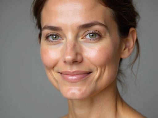 Woman with youthful, hydrated, glowing skin from anti-aging skincare